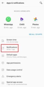 Apps & Notification settings