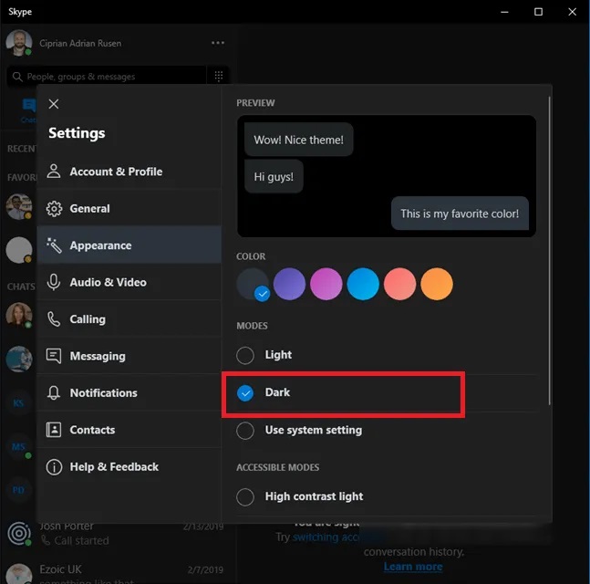skype for business dark mode skype for business dark mode