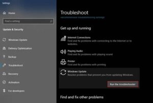 Run the Windows Update Troubleshooter