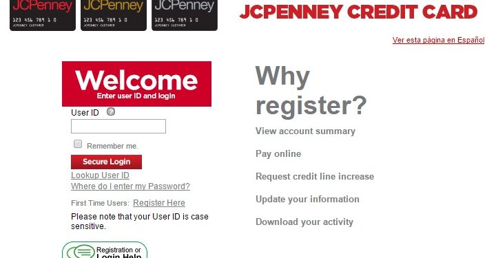 jcp credit card login