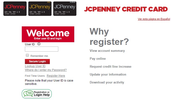 jcp credit card login