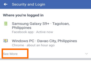 Facebook Login History